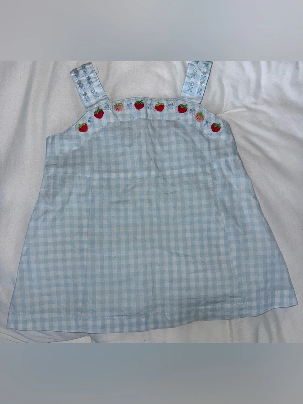 2 Pc Girls Dress Lot Gymboree Size 4 Gingham Strawberry Pinafore Romper Pink